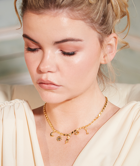 Magic Five Necklace Gold and Diamonds