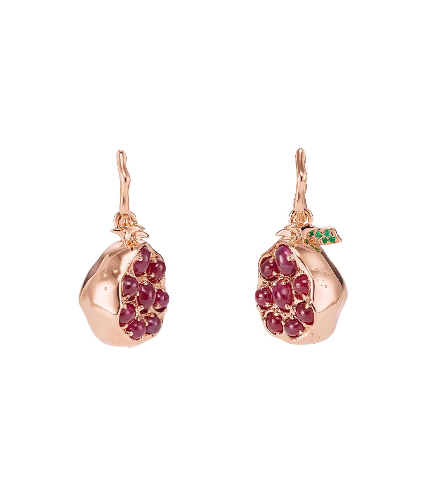 Pomegranate Passion Rose Gold Drop Earrings