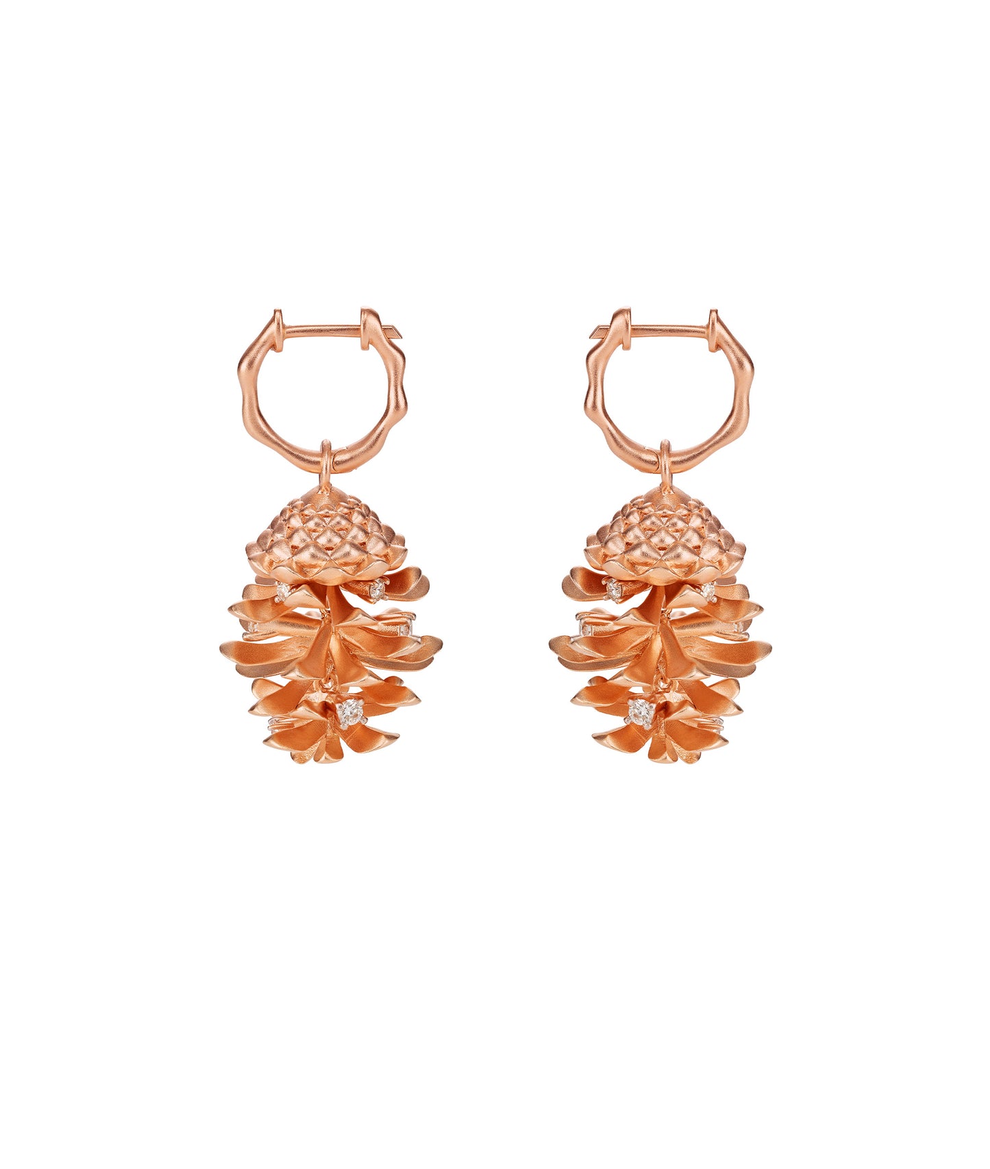 Pine Cone Power Rose Gold Drop Earrings