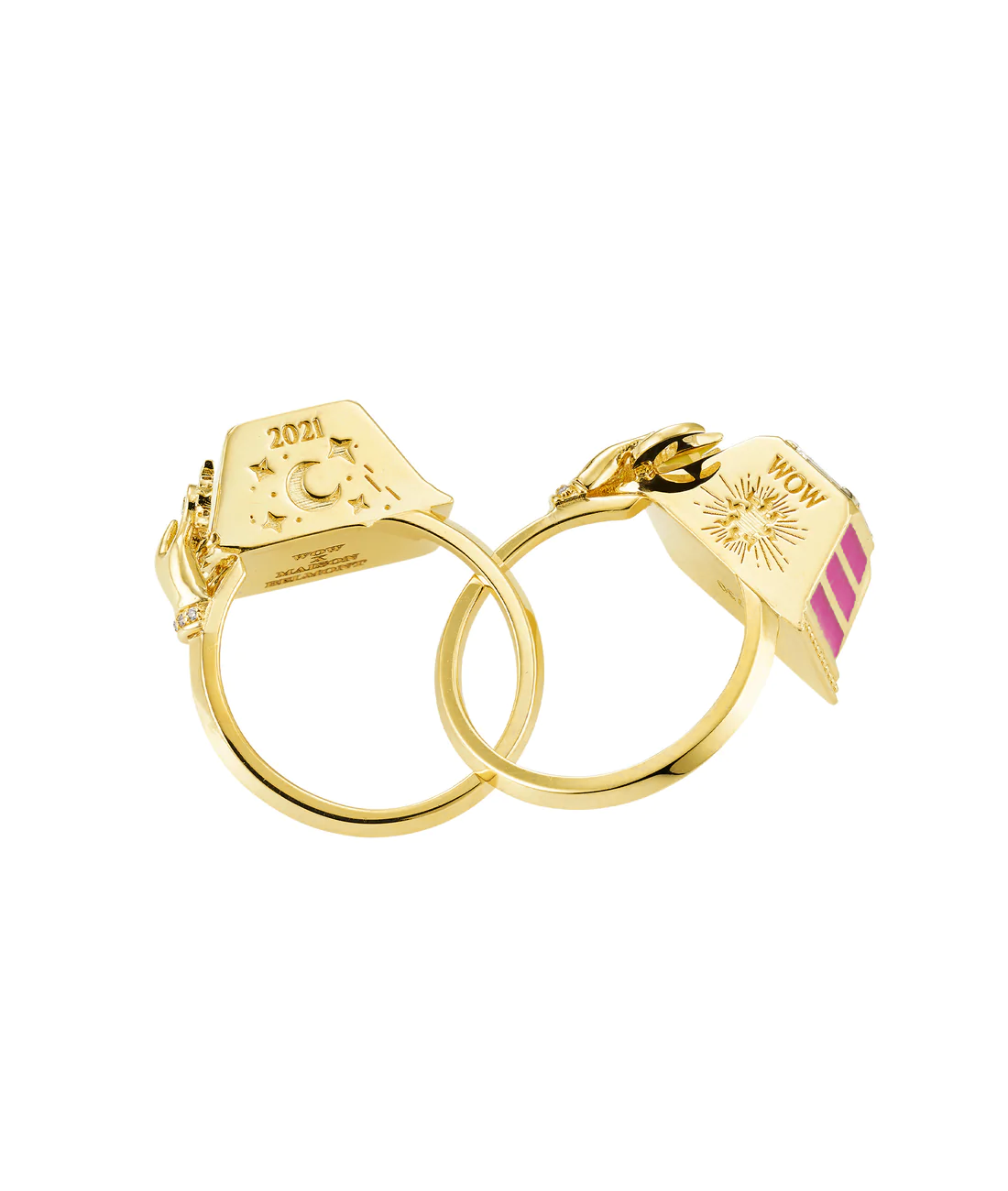 'Memento Mori' AMETHYST and Diamond with Pink Enamel - Mini Size
