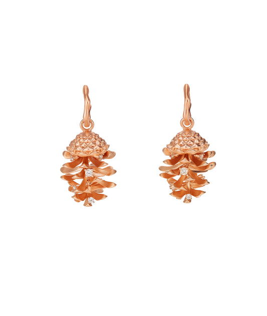 Pine Cone Power Rose Gold Drop Earrings