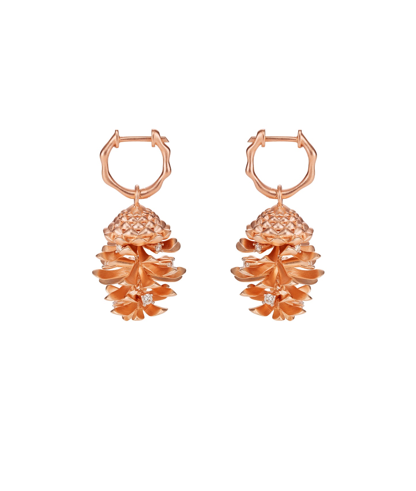 Pine Cone Power Rose Gold Drop Earrings