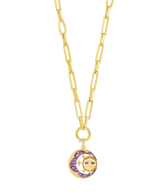 'Look Up At The Moon' Pendant Pink Sapphire