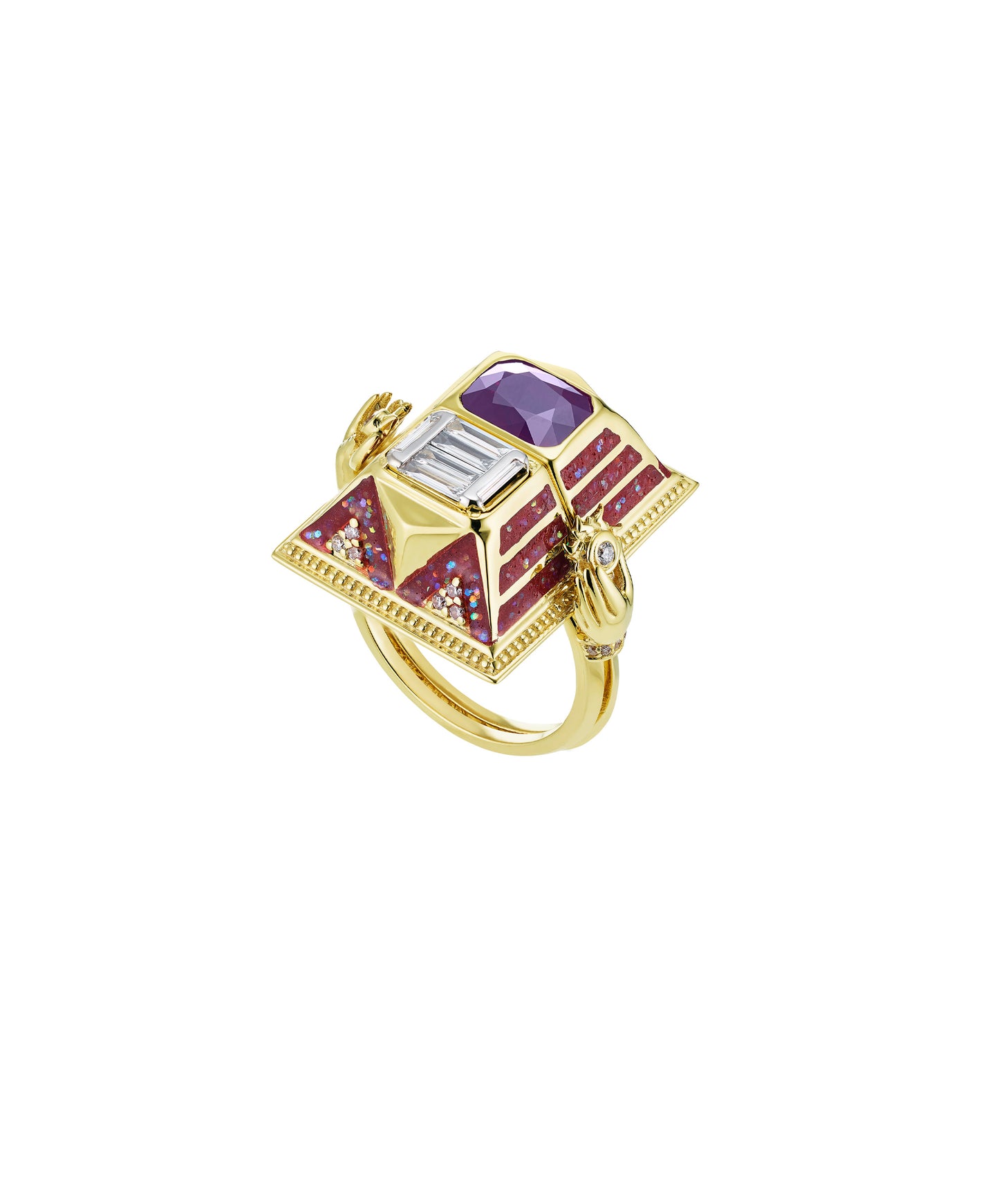 'Memento Mori' Diamond, Amethyst and ruby-red lacquer - Large Size